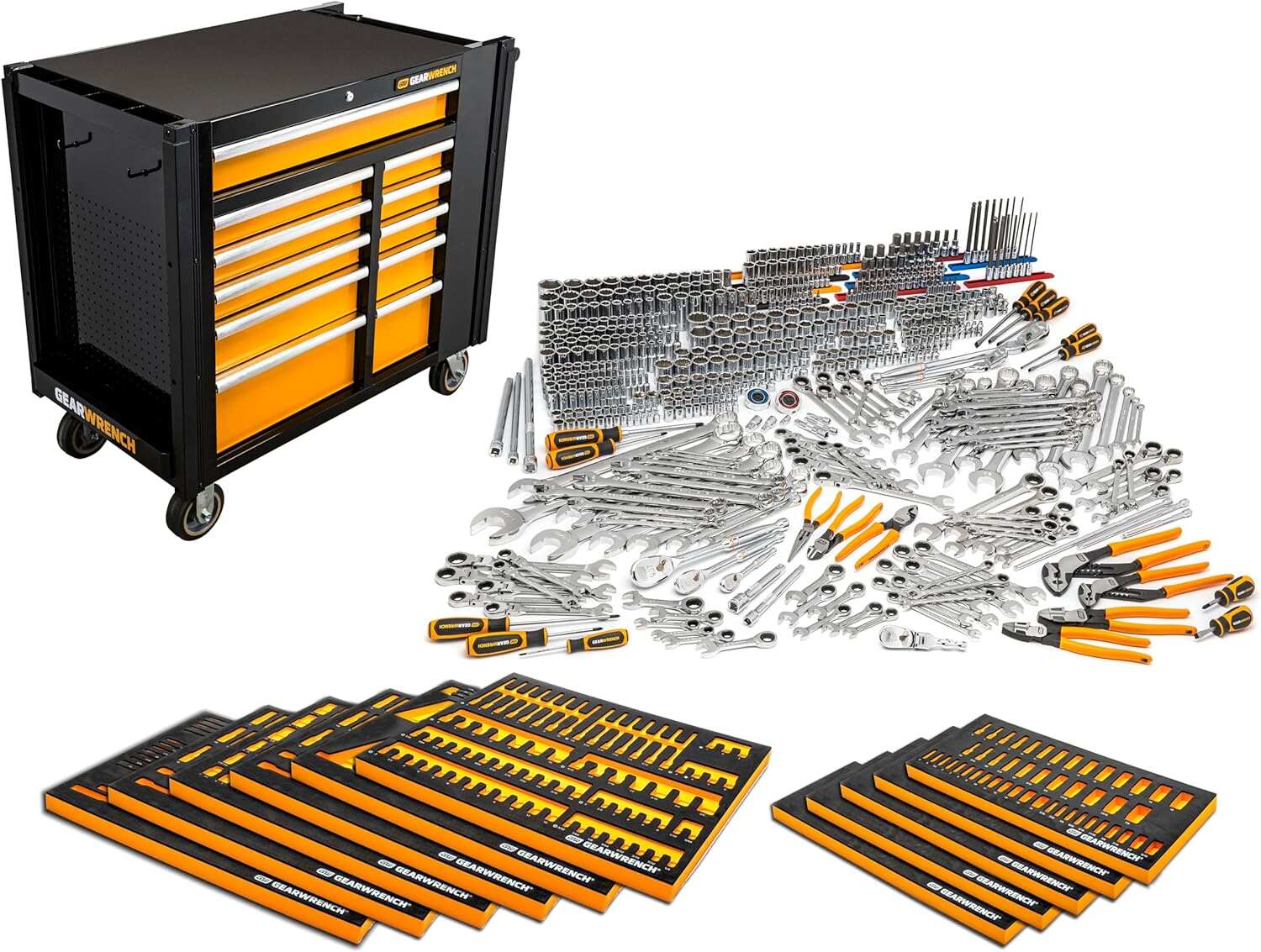 GEARWRENCH 1268 Piece Master Mechanics Tool Set in Premium Modular Foam Trays with GSX Mobile Tool Storage | MEGAMOD1268