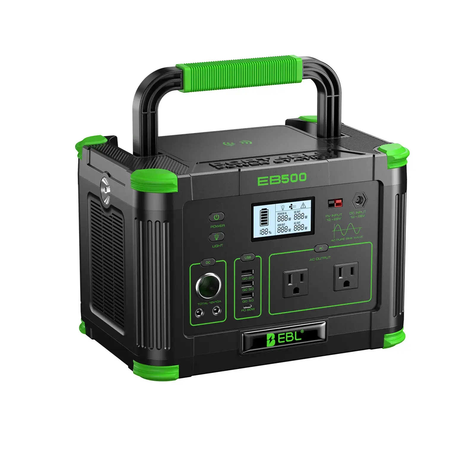 Outdoor Power Station: EBL 500W Solar Generator w/ 519Wh Battery & 10 Ports | Powers Your Camping, Road Trips & Emergencies