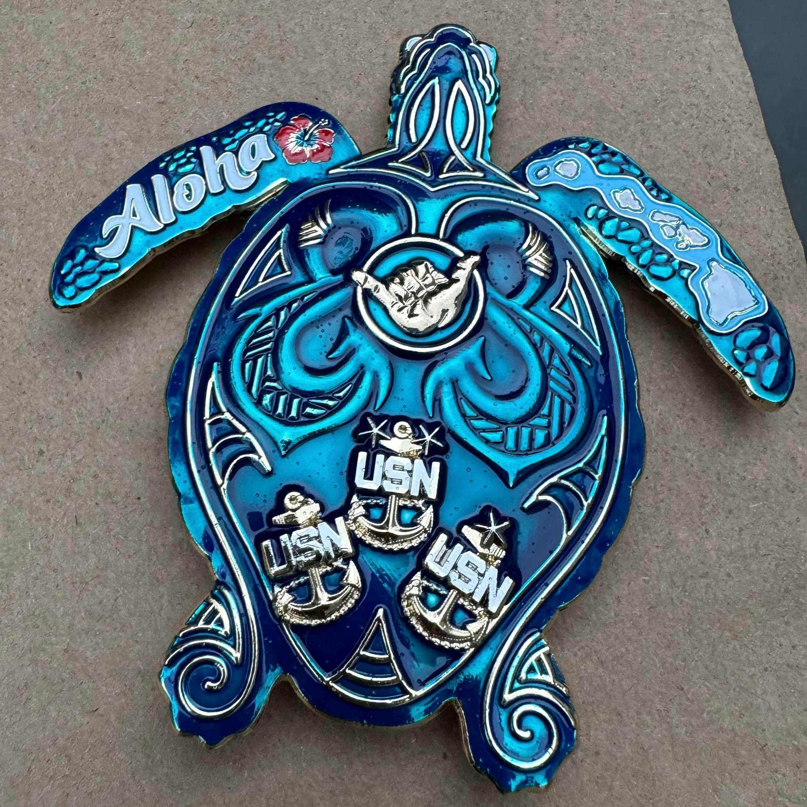 808 Honu (turtle)  USN Challenge Coins |  3.5