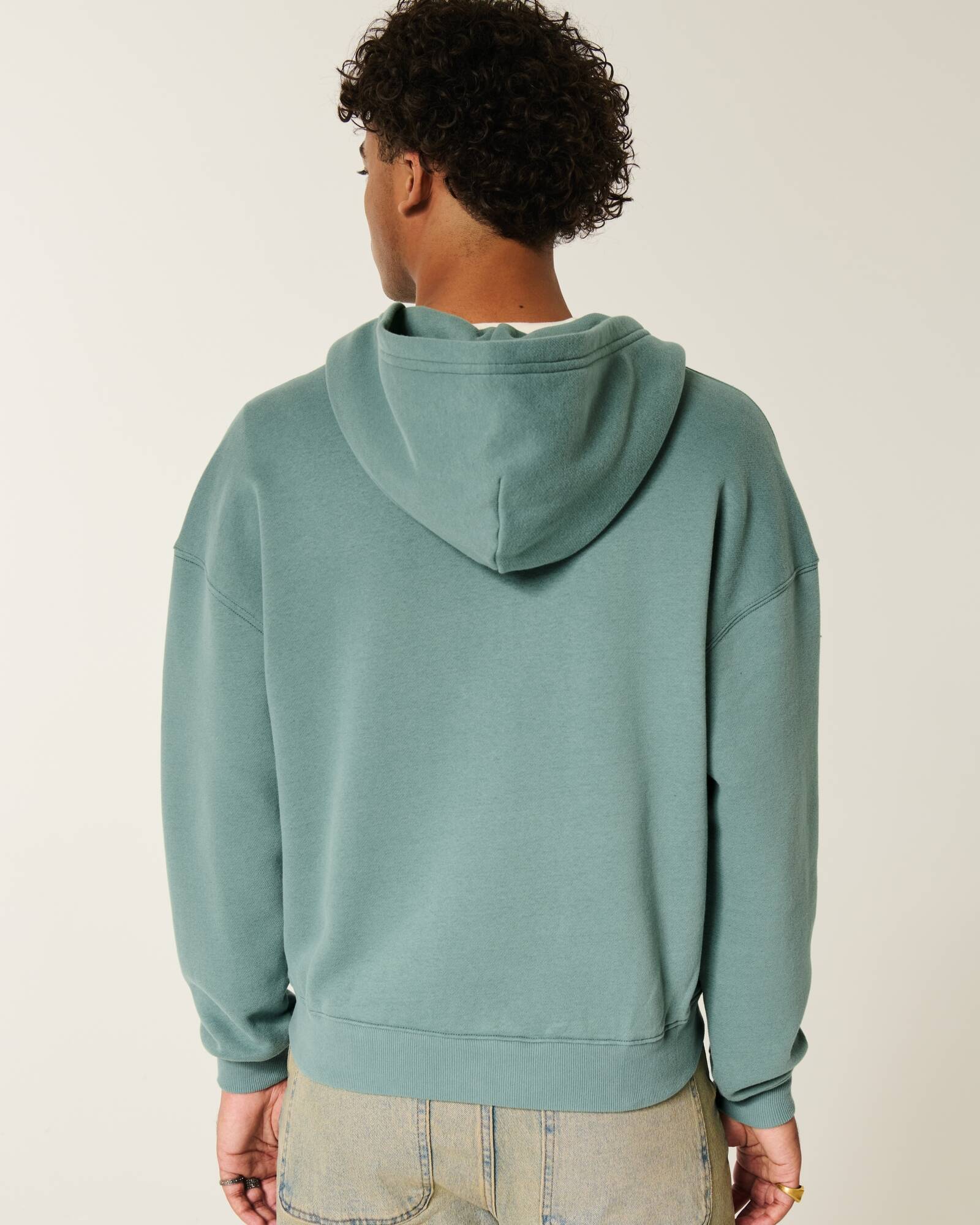 Boxy Number Graphic Zip-Up Hoodie