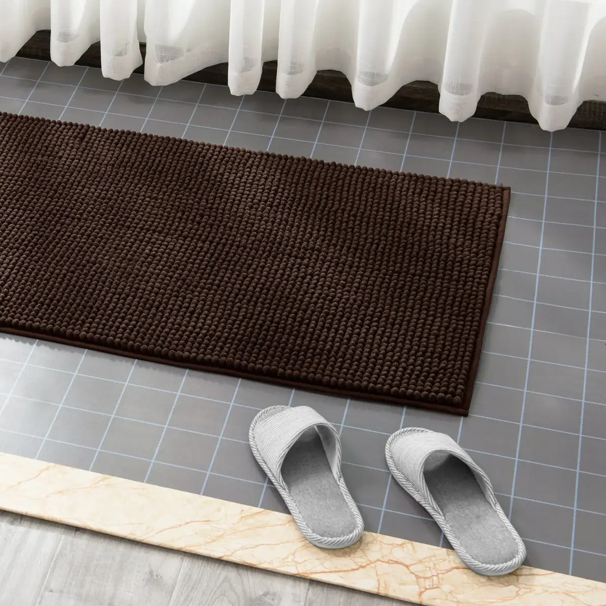 Subrtex Luxury Chenille Bath Rugs Soft Bathroom Mats