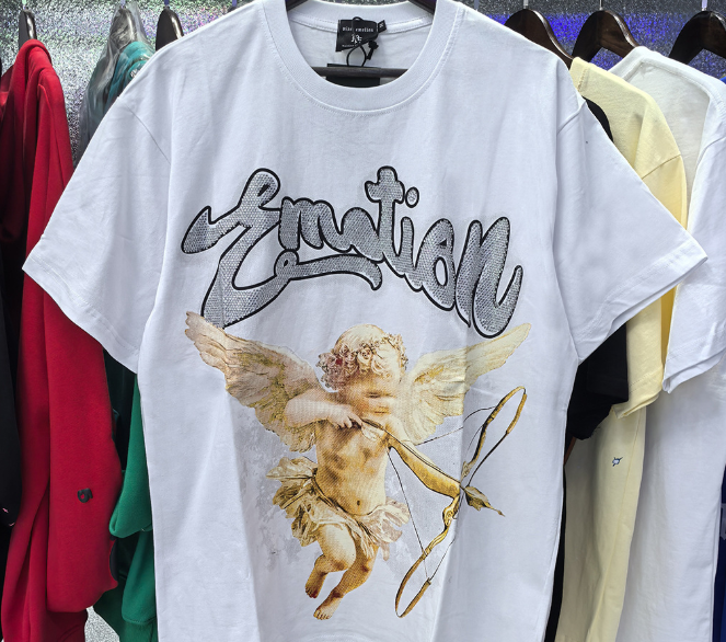 New Letter Embroidered Hot Fix Rhinestone Loose Top