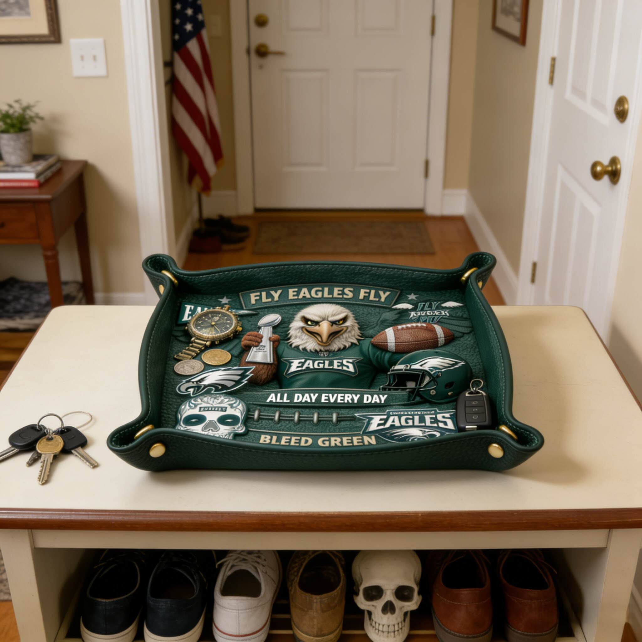 Philadelphia Eagles Genuine Leather Valet Tray