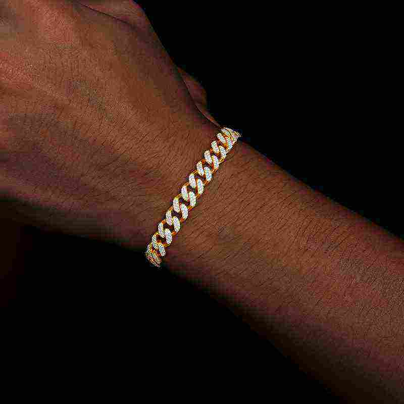 Test10mm S925 2 Rows Moissanite Cuban Link Bracelet