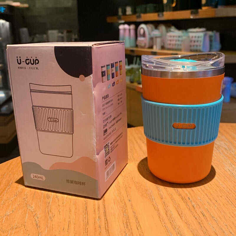 Double Stainless Steel Coffee Cup Leakproof Insulated Thermal Cup Car Portable Travel Coffee Mug