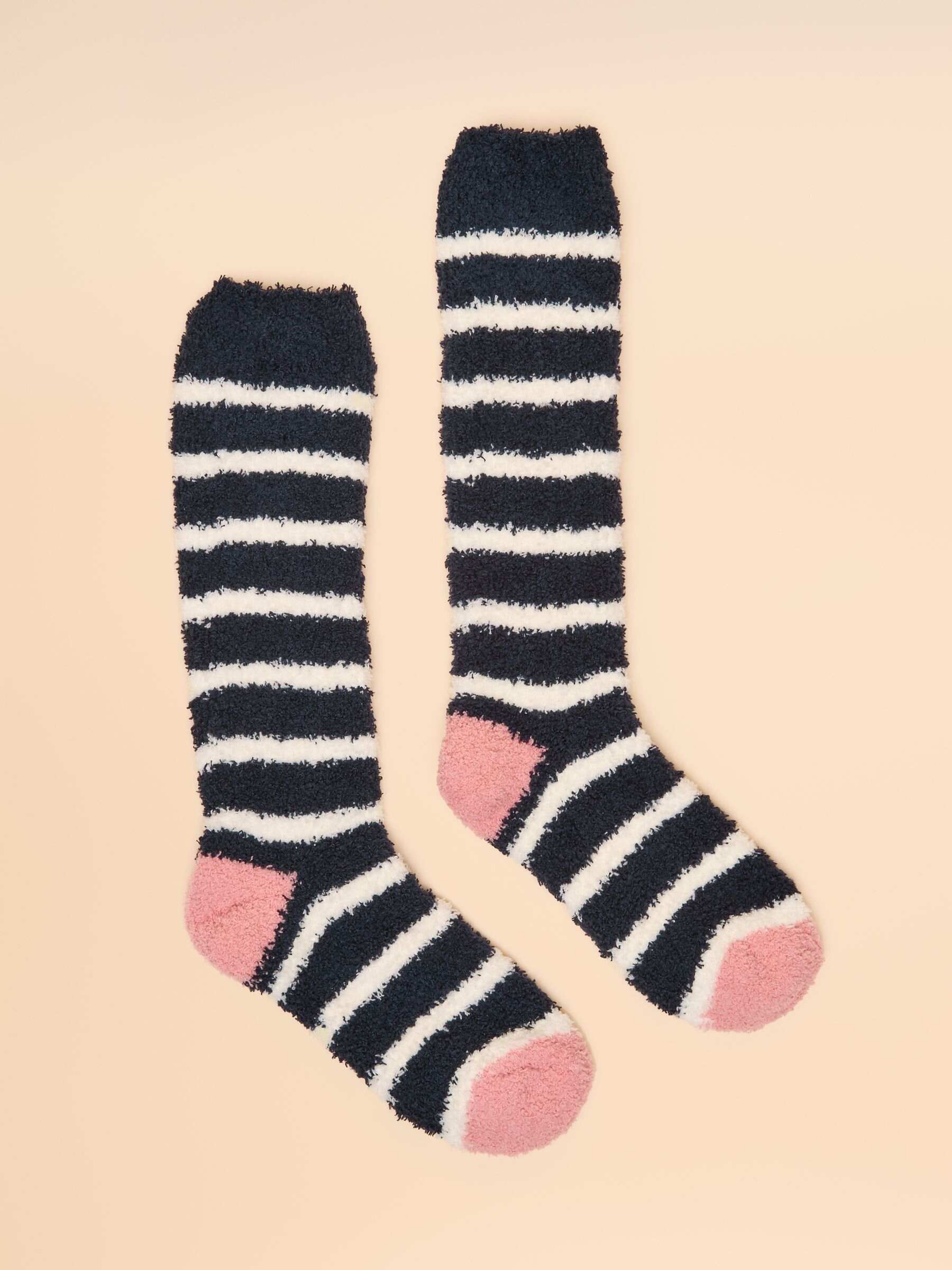 Fluffy Navy Stripe Fluffy Socks