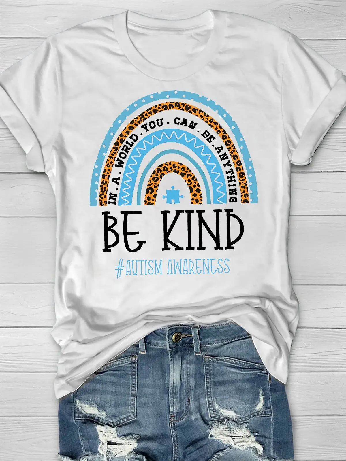 Autism Awareness Be Kind Printing T-shirt