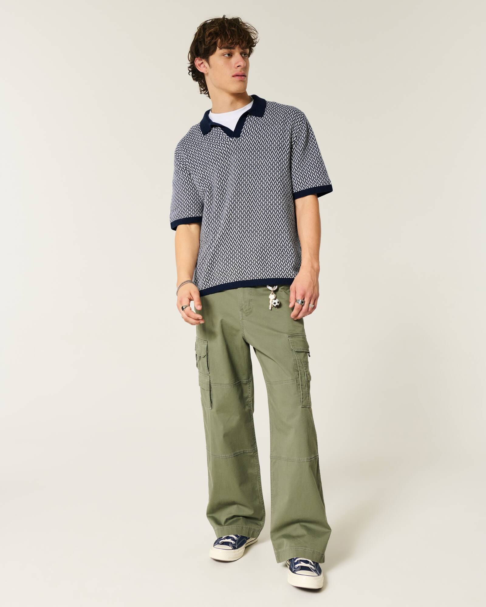 Boxy Short-Sleeve Sweater Polo