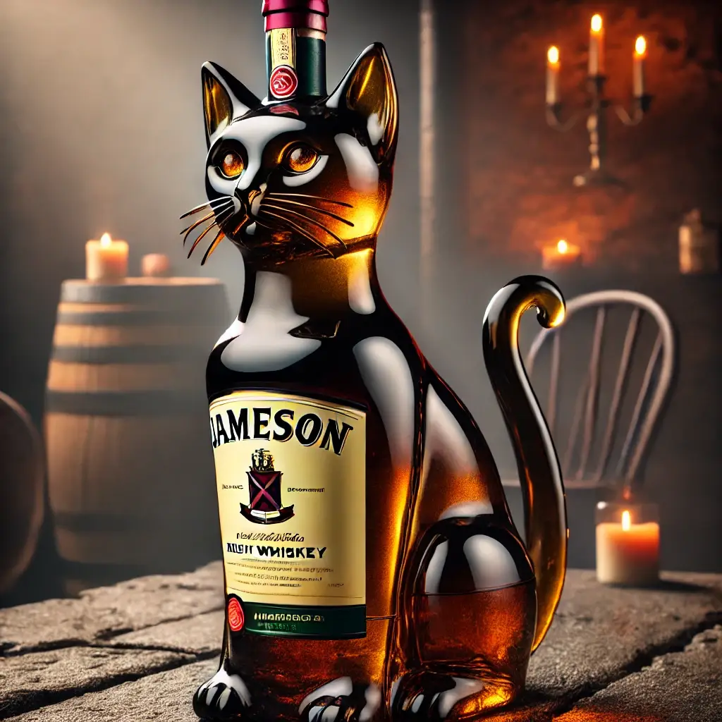 🖤Black Cat whisky bottle
