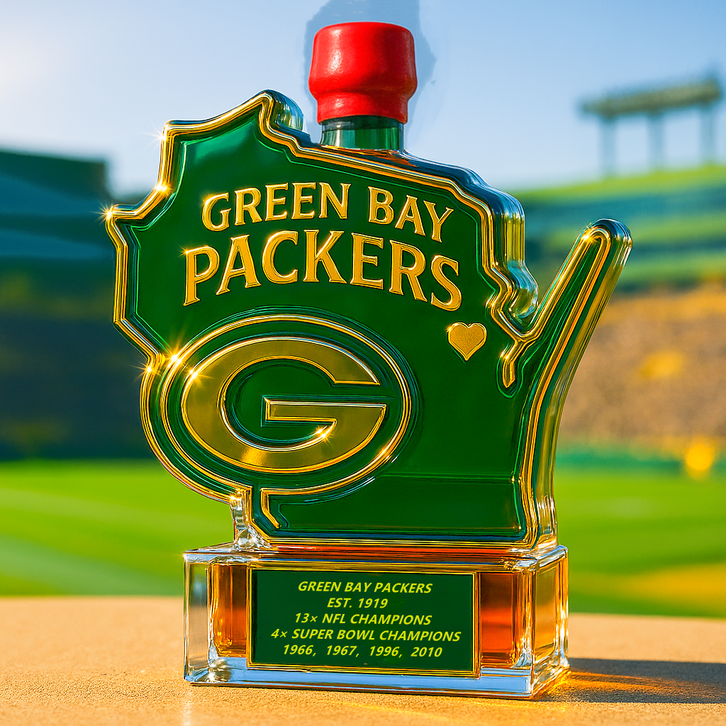 Green Bay Packers State Map Whiskey Bottle
