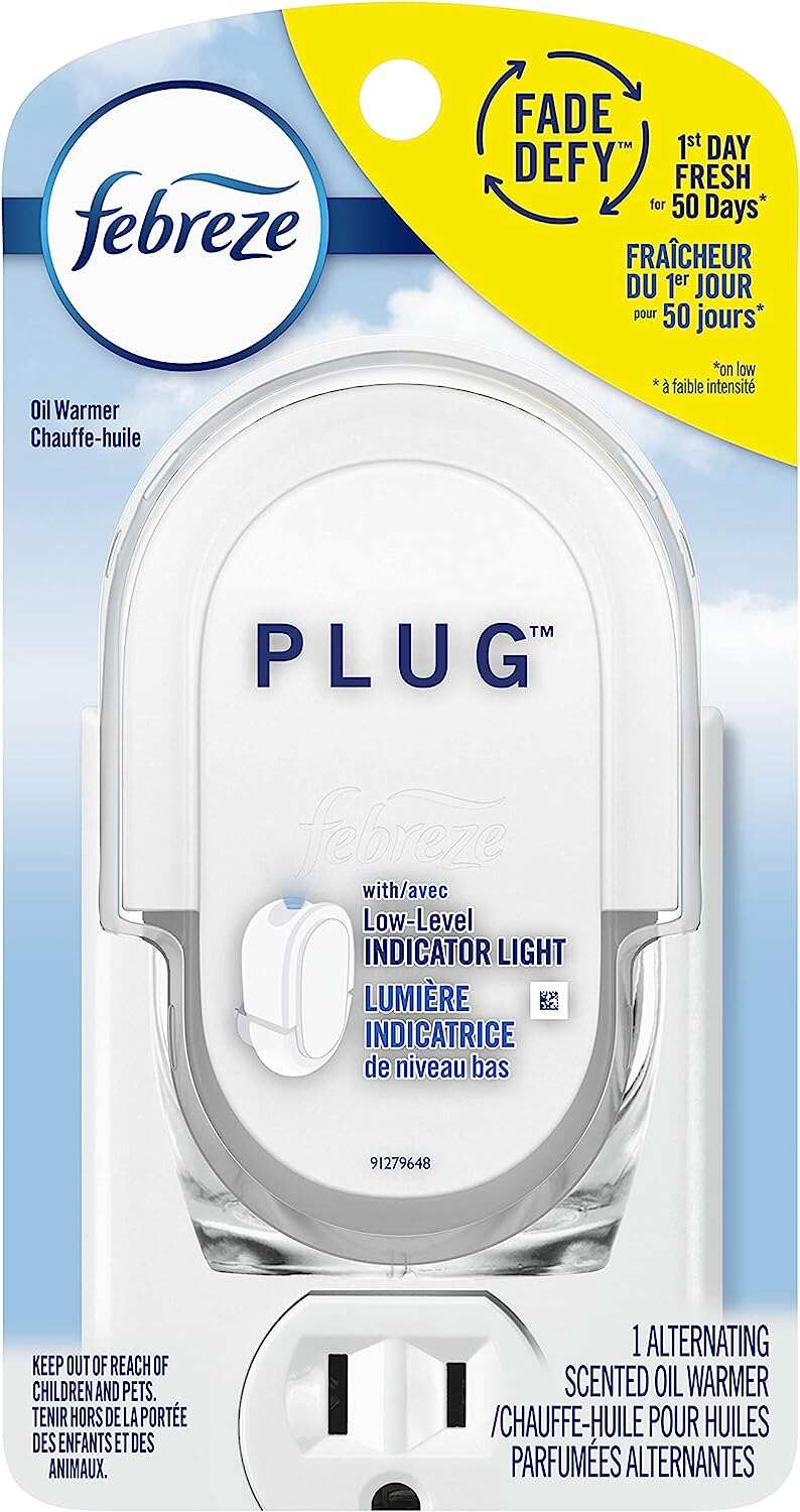 Febreze Odor-Fighting Fade Defy PLUG Air Freshener, Mountain, Ocean, Amber, (3) .87 fl. oz. Oil Refills