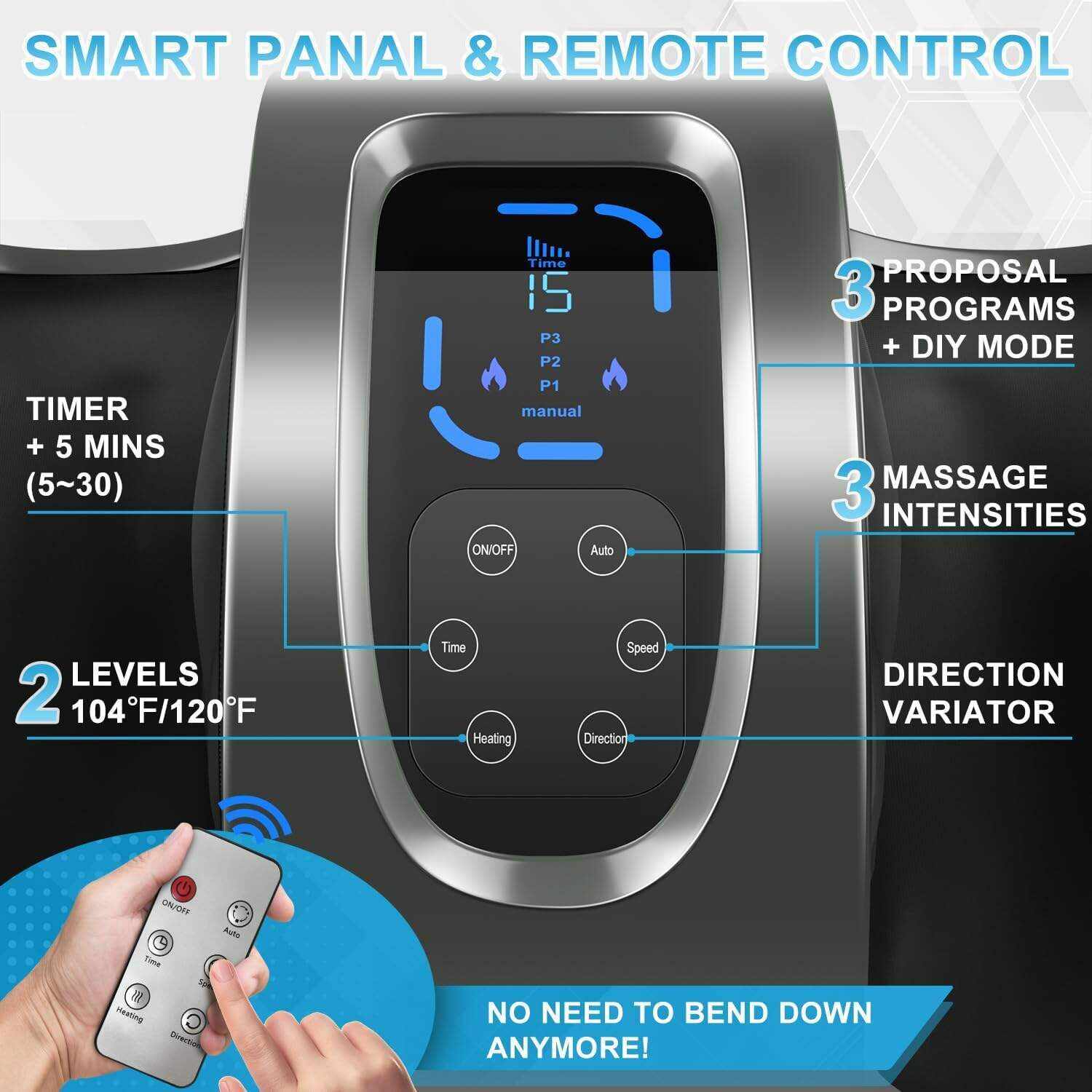 TiSSCARE Shiatsu Massage Foot Massager Machine - Improves Blood Flow Circulation, Deep Kneading & Tissue with Heat/Remote, Neuropathy, Plantar Fasciitis, Diabetics, Pain Relief