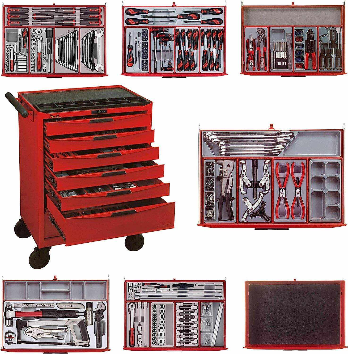 Tools 1001 Piece Mega Master Mixed Hand Tool Kit + 3 Toolbox Storage Cases - TCMM1001N, Silver