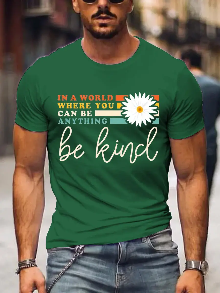 Men's Be Kind Art Print Casual T-Shirt