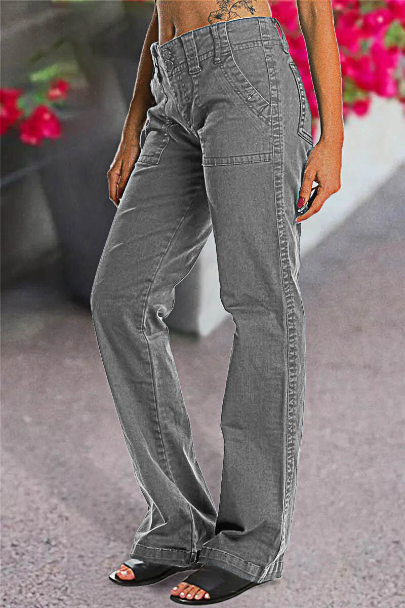 🔥Double Button Mid Waist Straight Leg Pants