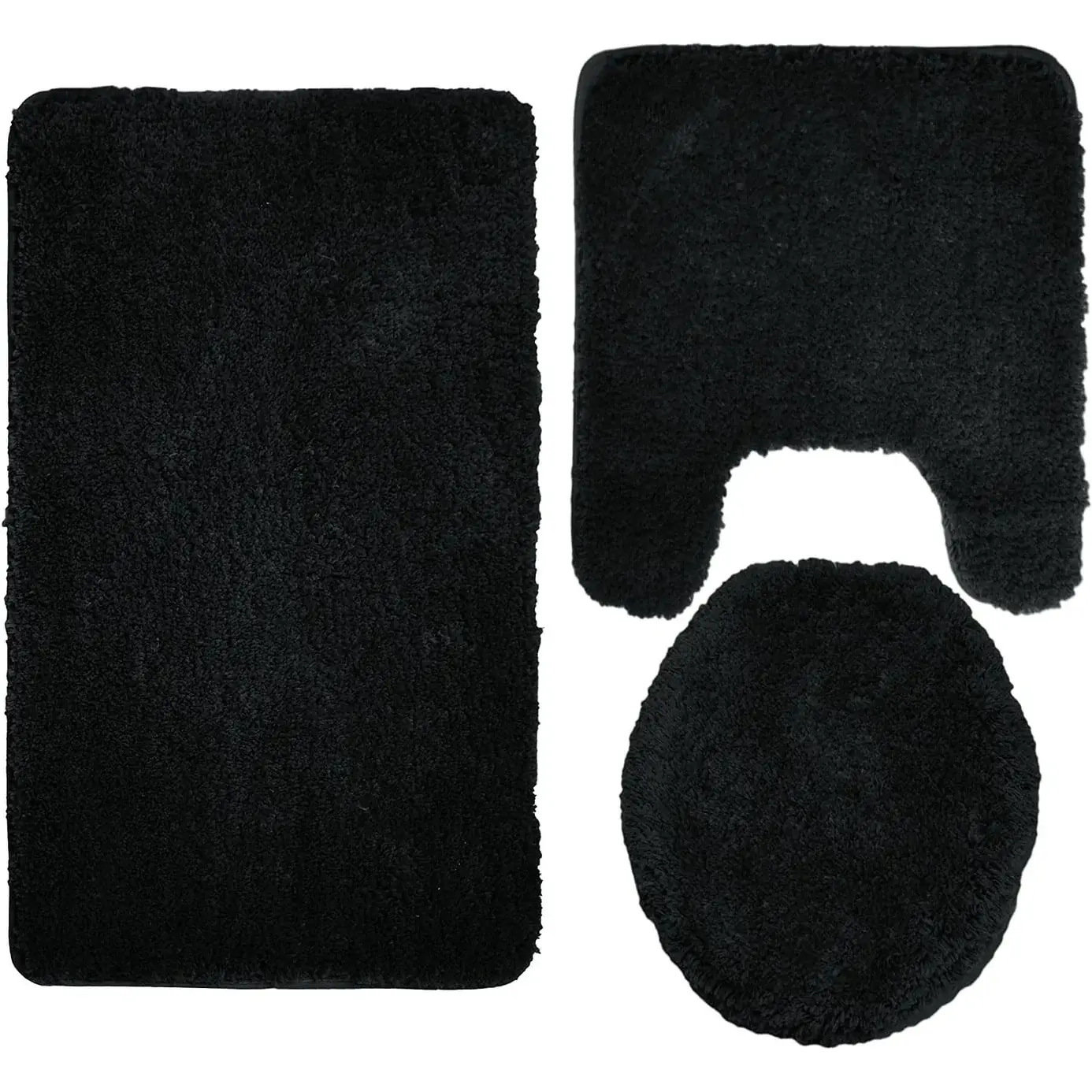 Queen Mary 3 Piece Bathroom Rug Set, Luxury Soft Plush Bath Mat, Contour Rug, Lid Cover, Non-Slip
