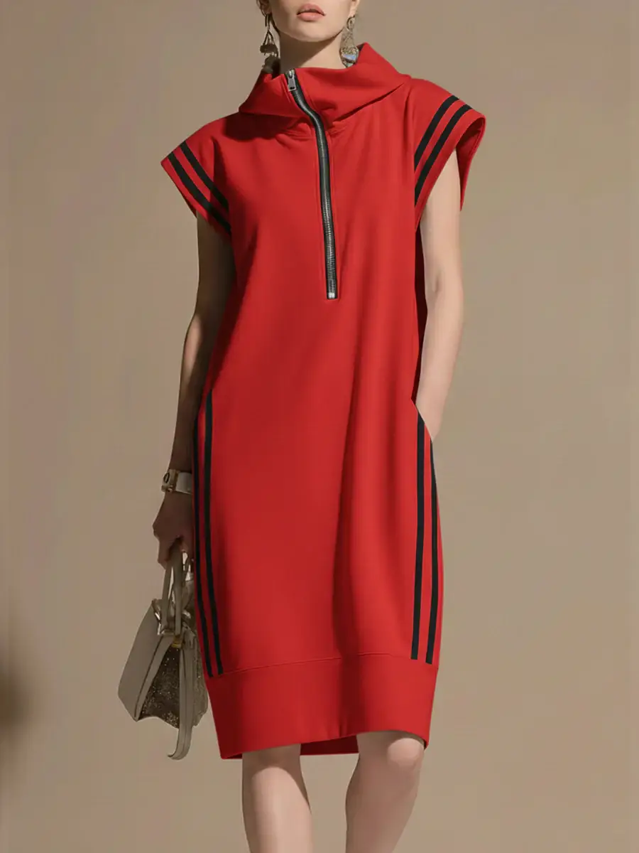 🔥Summer Arrivals🌟Women's Casual Patchwork Striped Hooded Dress