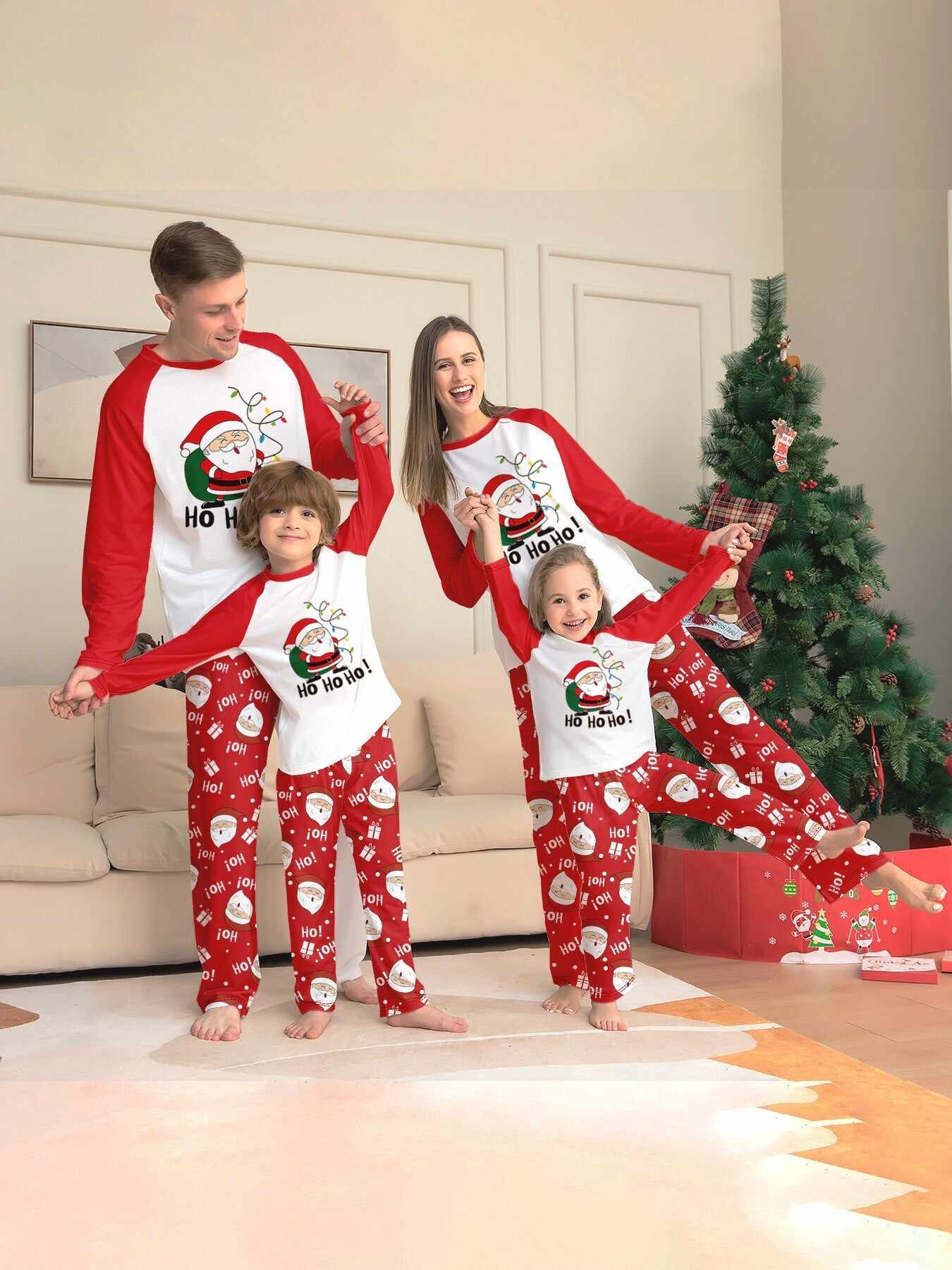 Family Parent-Child Christmas Santa Claus Letters Cartoon Pajamas Set