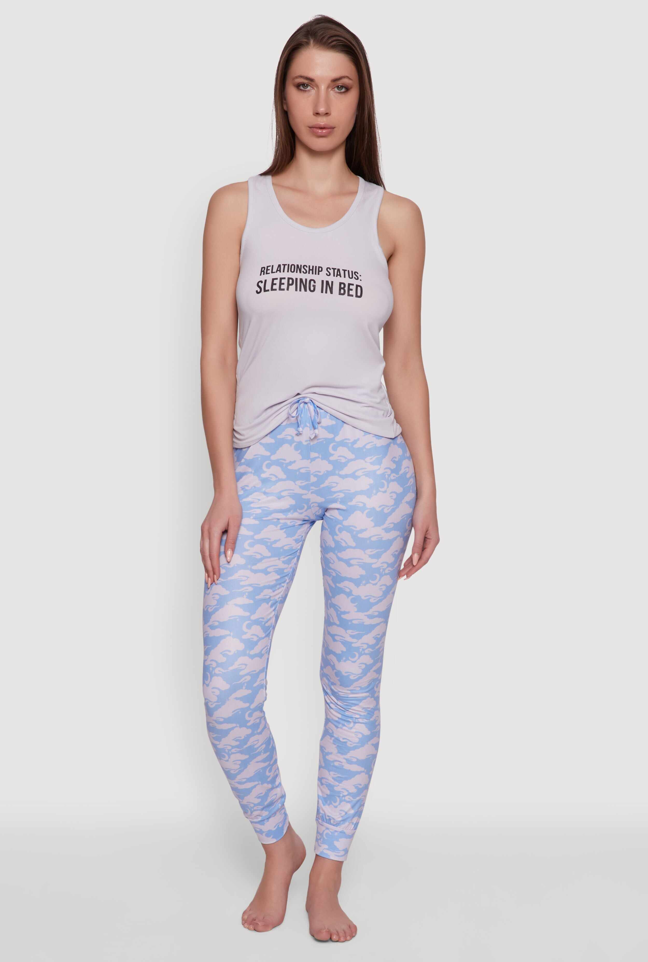 Sleeping In Bed Racerback Pajama Top and Pants Set