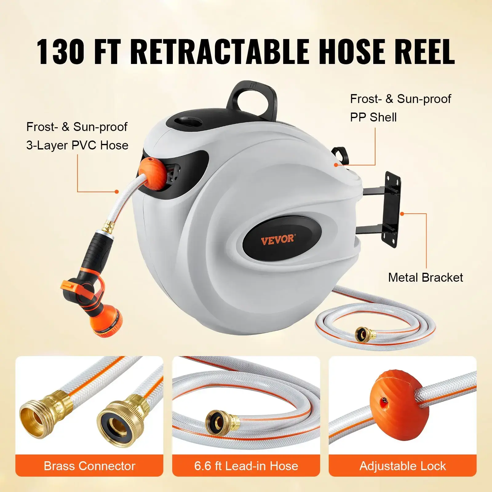 Retractable Hose Reel, Various specifications, 100'x1/2
