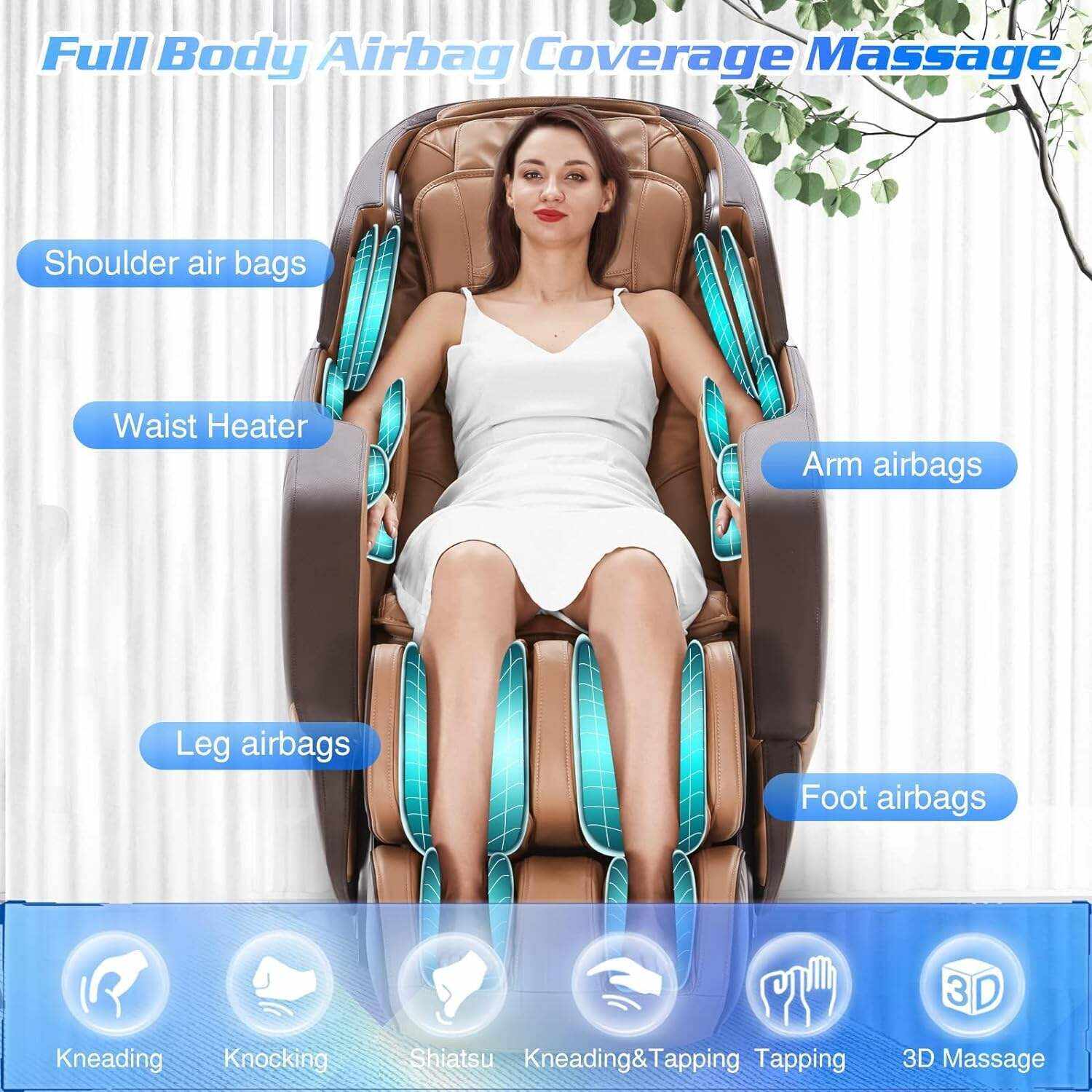 HealthRelife Massage Chair Zero Gravity, Full Body Recliner with Heat Air Pressure SL Track 24 Airbags, Shiatsu Foot Roller Massage Thai-Stretch Bluetooth Speaker, Black&Grey