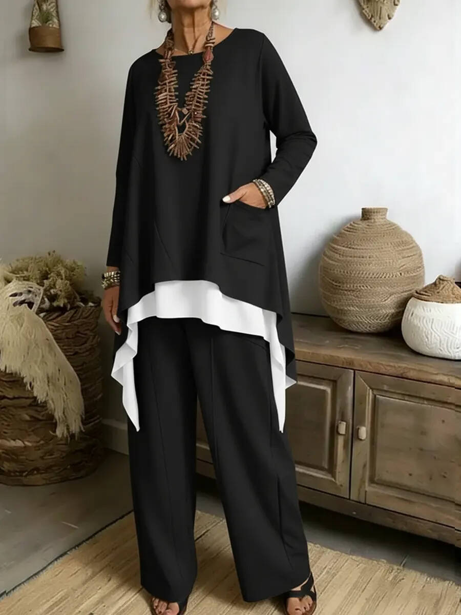 🔥Summer Arrivals🌟Women's Casual Asymmetrical Hem Cotton Top And Pants Two-piece Set(Buy2 Free shipping)