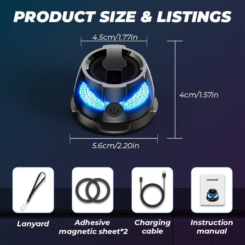 1pc Mini Speaker, Magnetic Wireless Speaker, Phone Holder, Configured with 2 Sticky Magnetic Rings And 1 Lanyard, Suitable for Multiple Scenarios - Shower, Car, Bicycle, Outdoor Portable Mini Speaker System, Multi-purpose Installation
