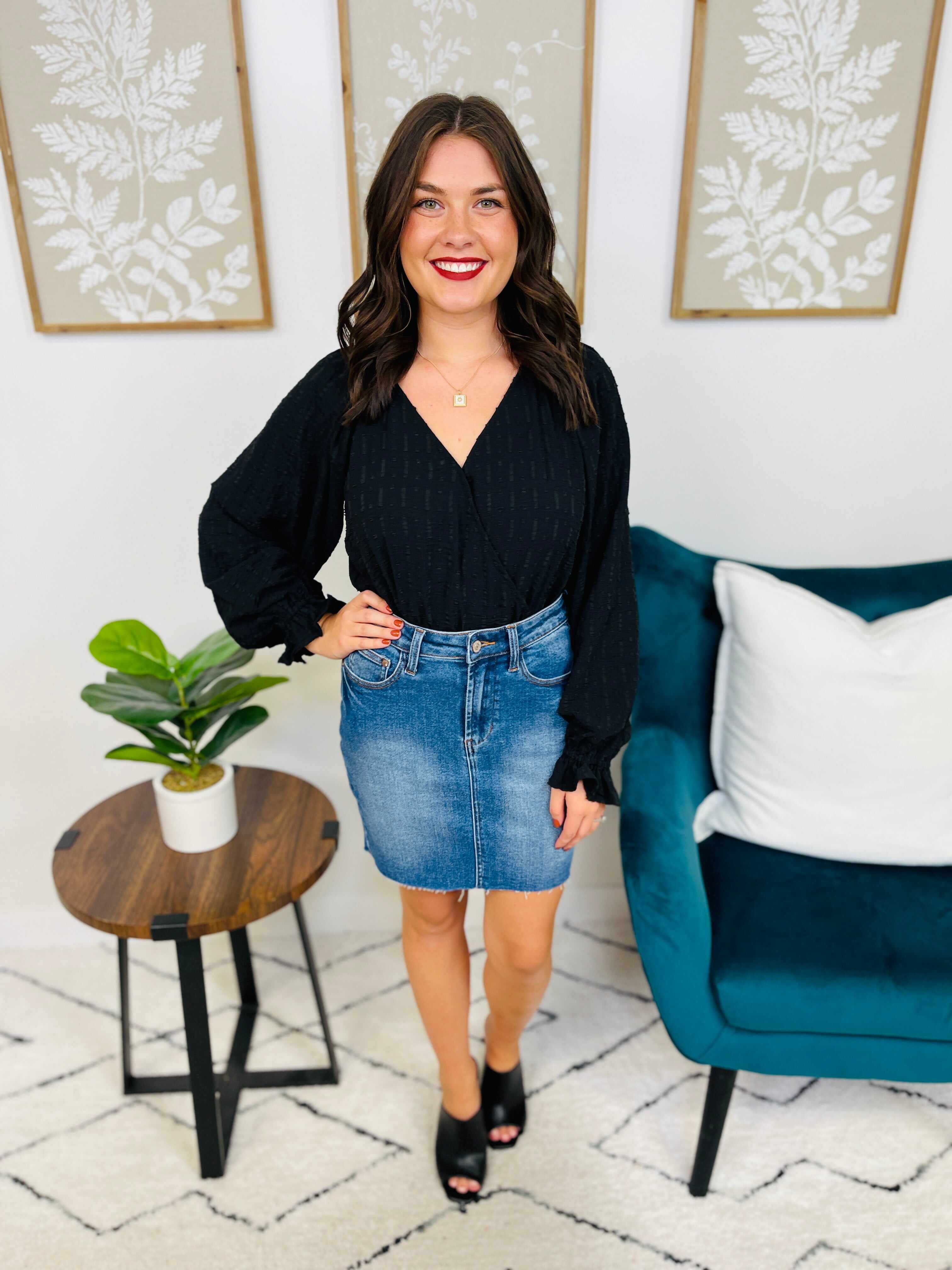 Plus/Reg I See You Looking Denim Skirt