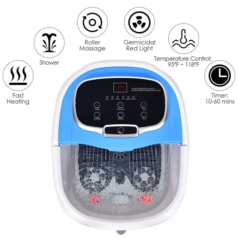 Portable Foot Spa Bath Motorized Massager with Heat Function Water Shower Shiatsu Massage Balls Time & Temper Control