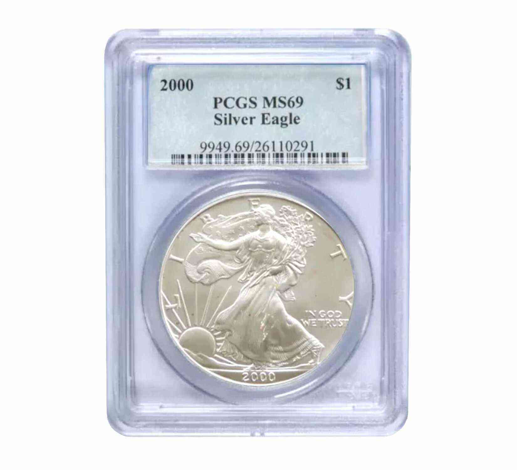 2000 $1 American Silver Eagle MS69 PCGS
