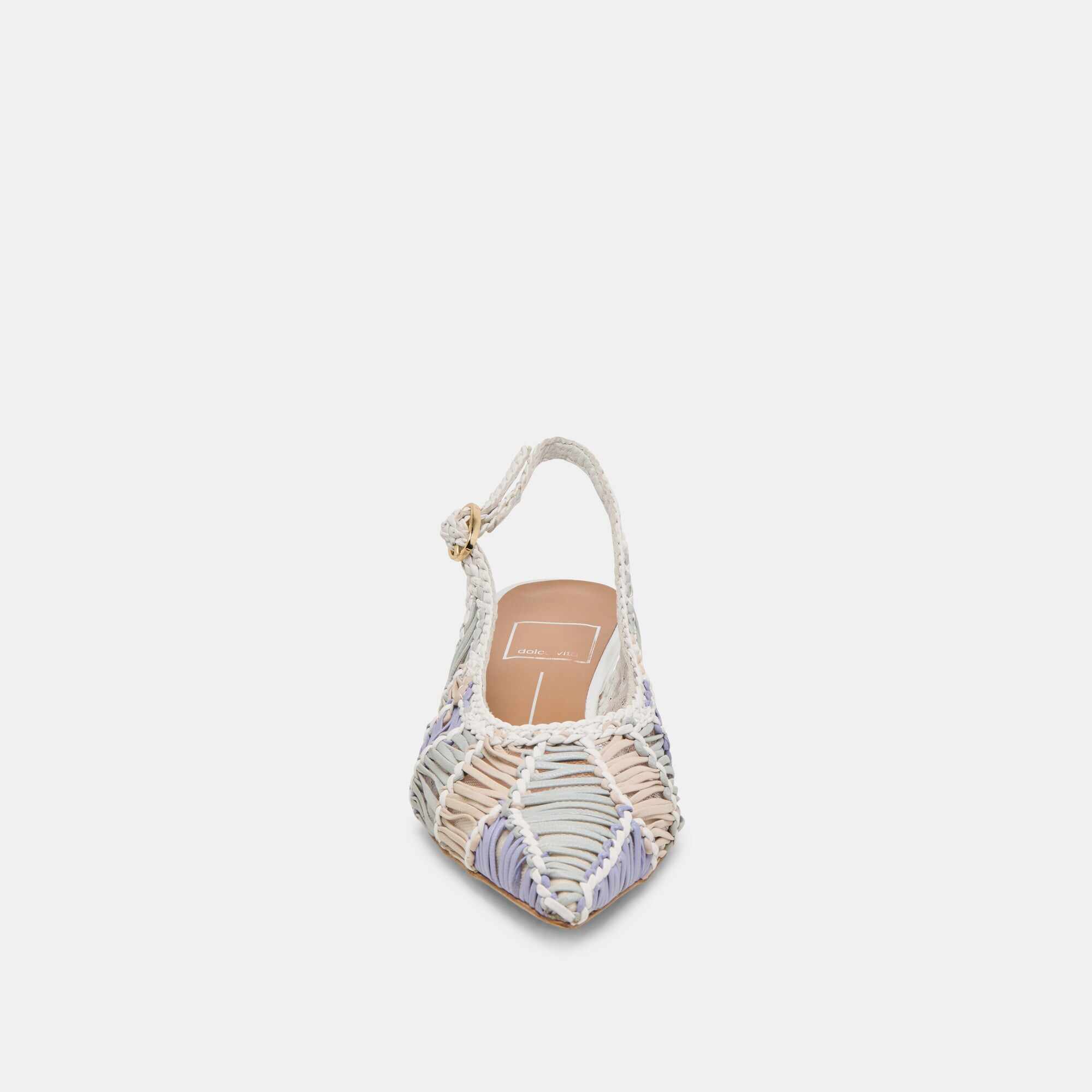 DAFNEY HEELS WHITE MULTI WOVEN LEATHER