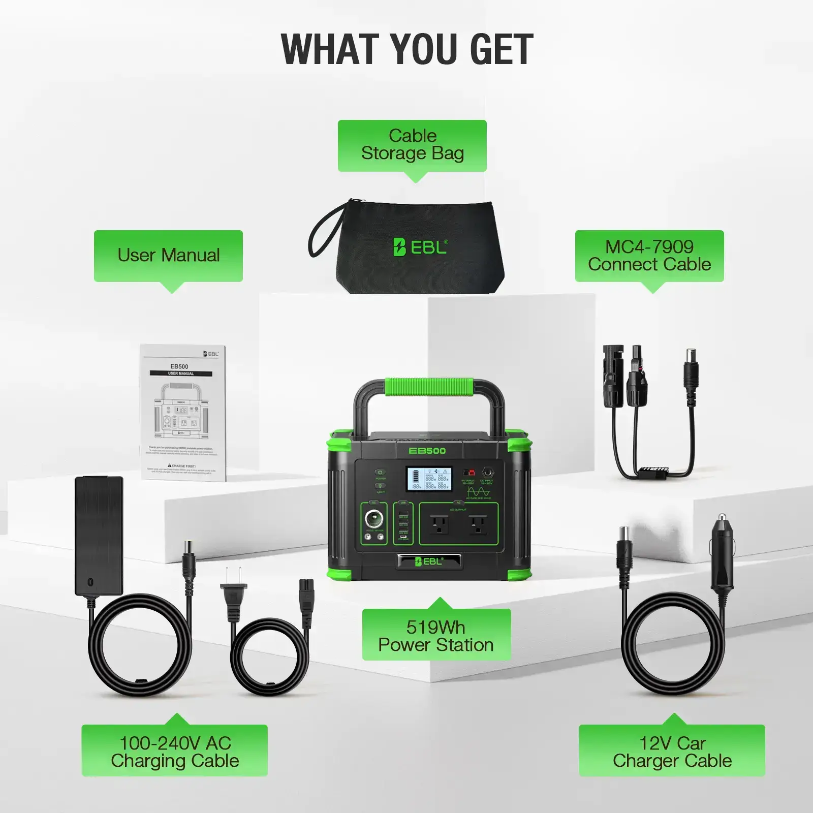 Outdoor Power Station: EBL 500W Solar Generator w/ 519Wh Battery & 10 Ports | Powers Your Camping, Road Trips & Emergencies