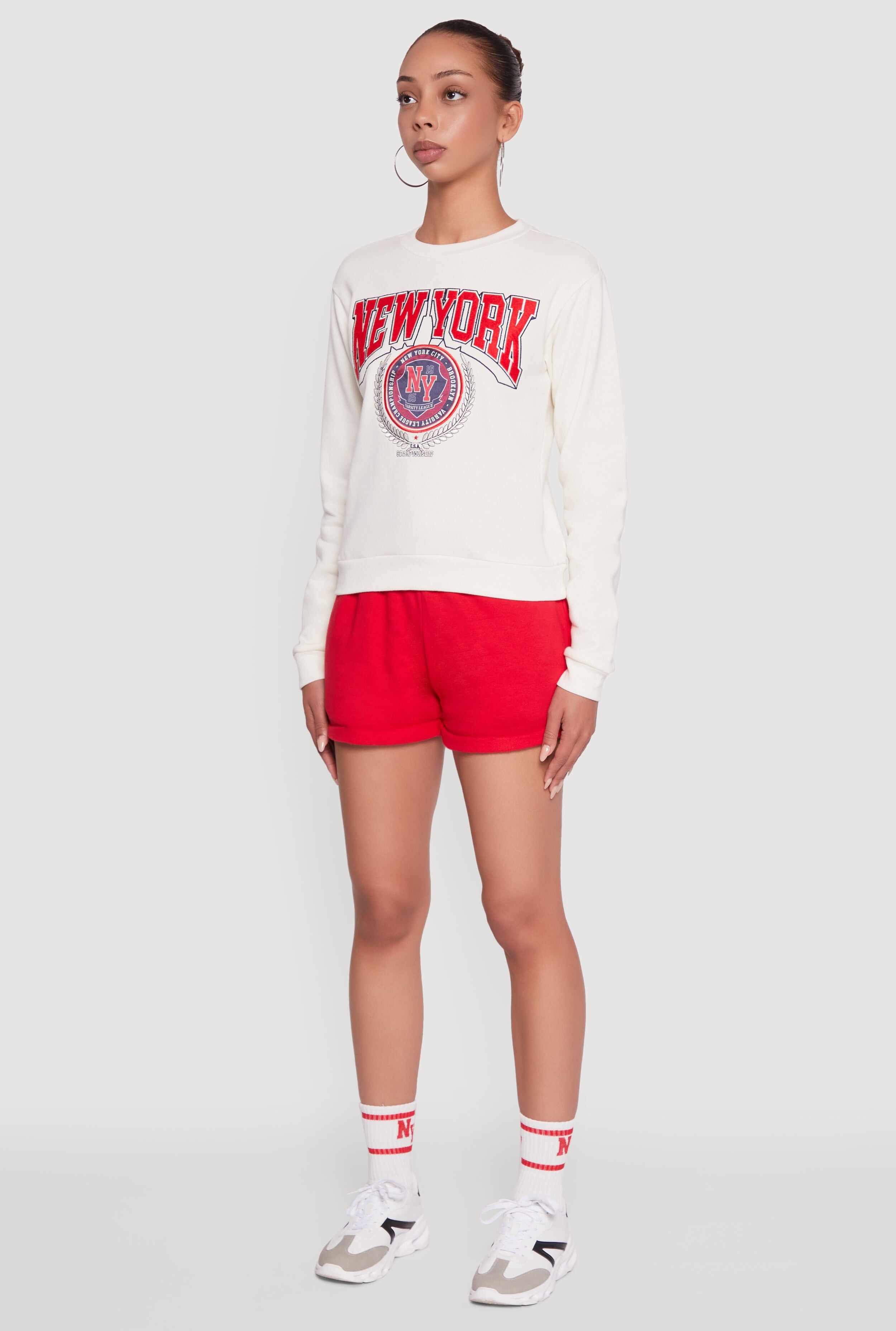New York Graphic Sweatshirt and Sweatshorts with Socks Set
