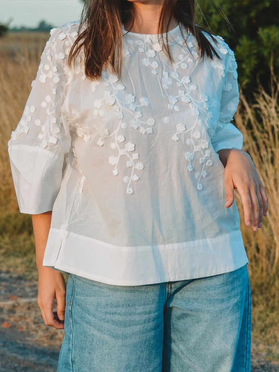 🔥Summer Arrivals🌟Three-dimensional Embroidered Cotton Top
