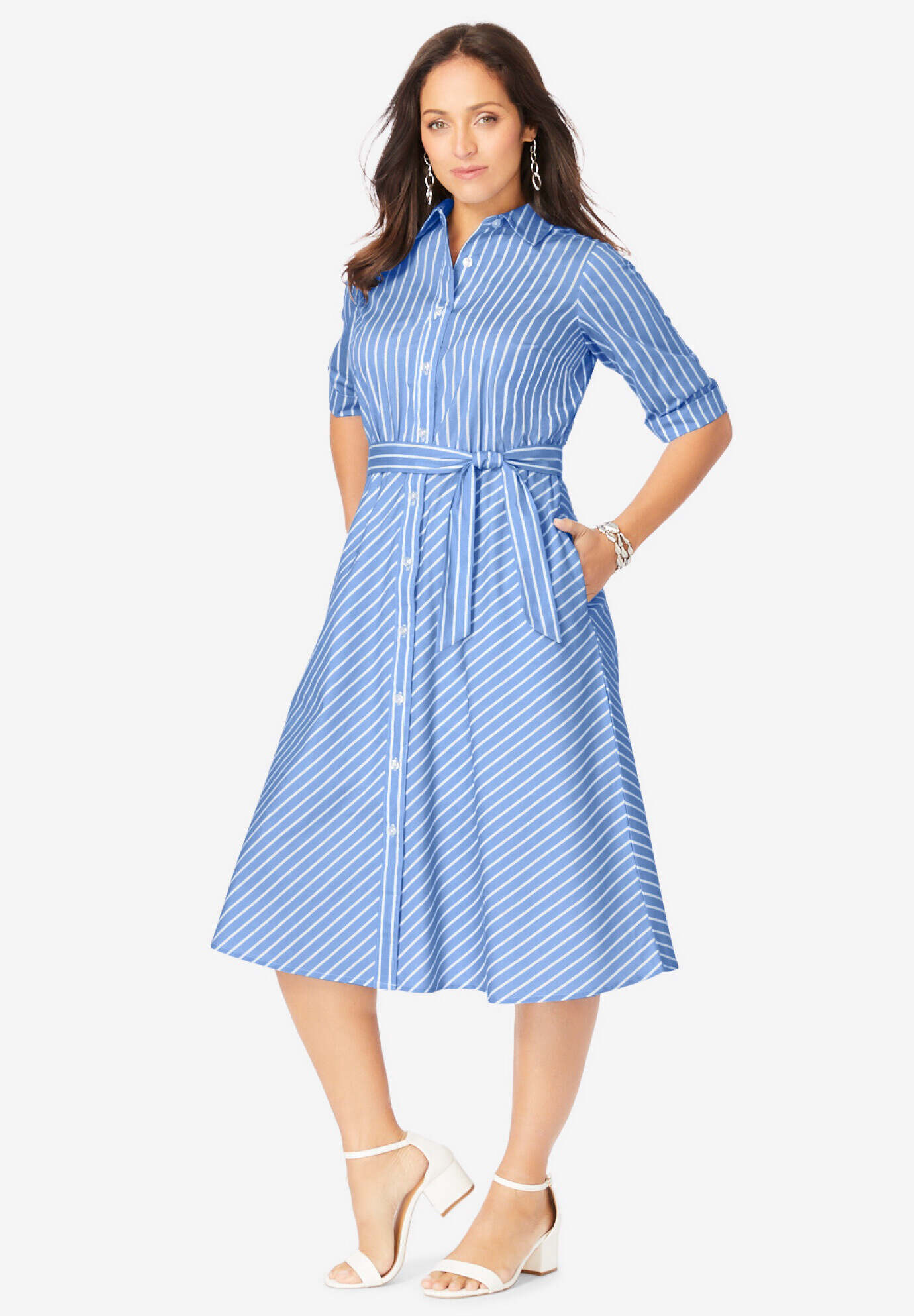 Stretch Poplin Shirtdress