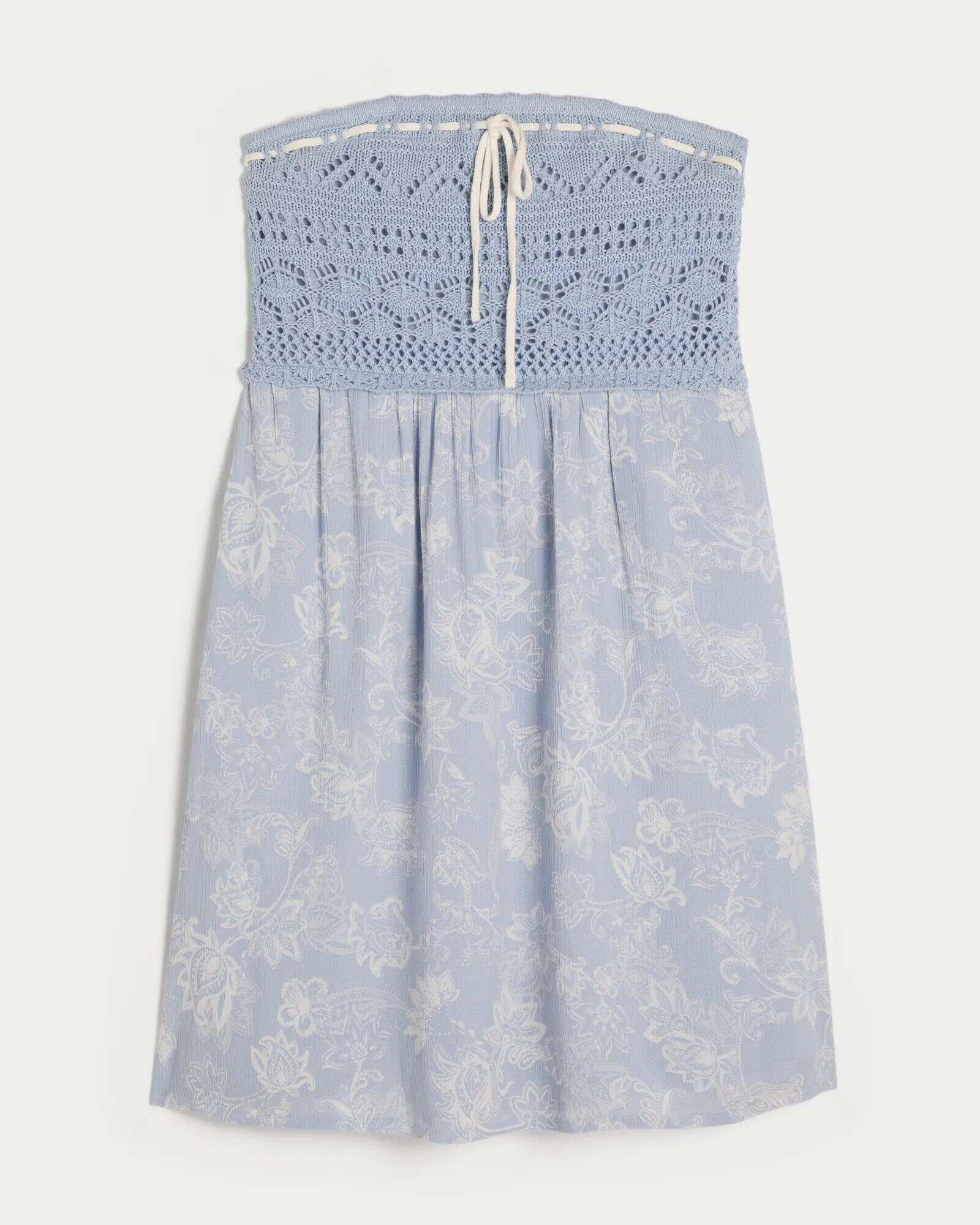Crochet-Style Mix Strapless Mini Dress