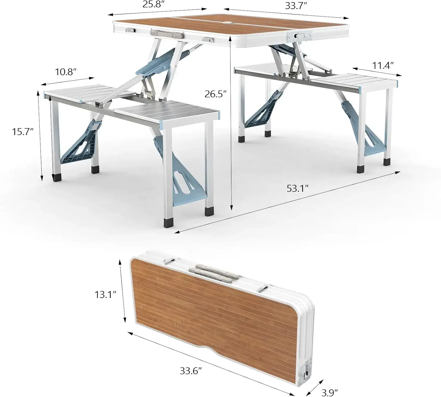 4 Ft Camping Picnic Table Set with 4 Seats