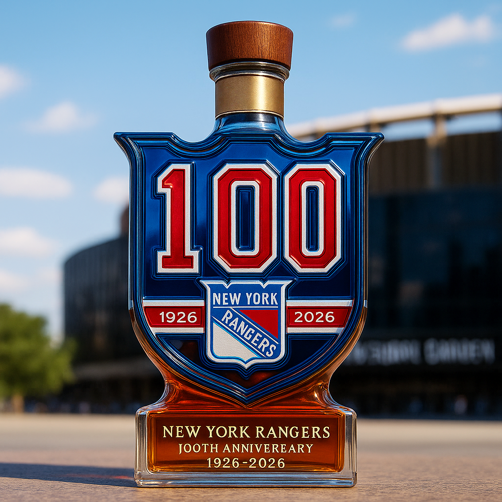 New York Rangers 100th Anniversary Whiskey Bottle