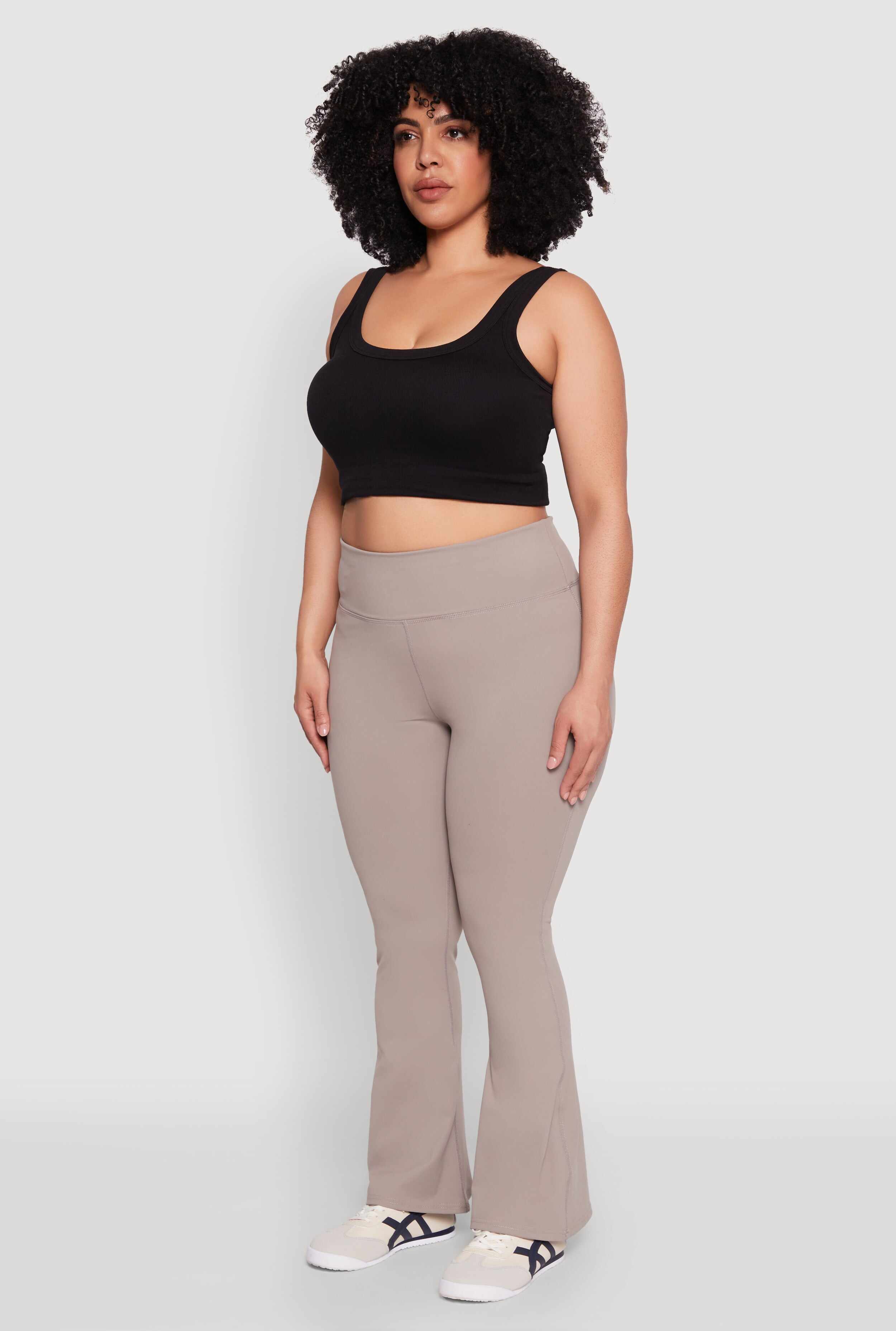 Plus Size Snatched High Waisted Flared Active Pants