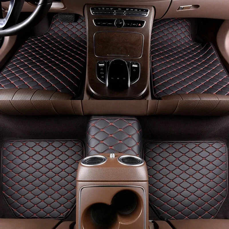 5-Piece Universal PU Leather Car Floor Mats - Waterproof Auto Interior Protection