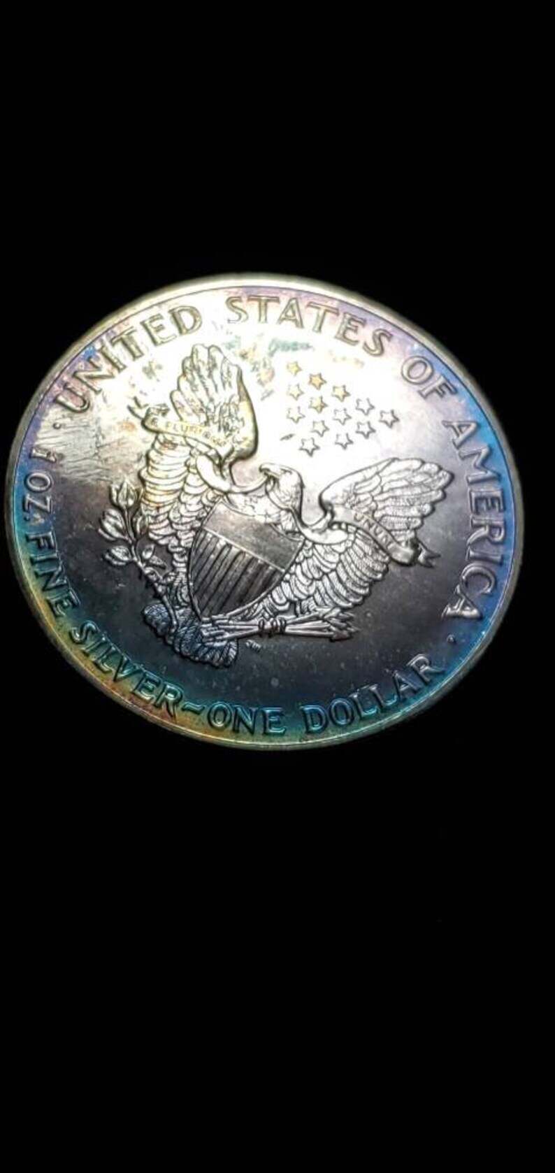 1992  American Silver Eagle BU   -  1 Oz .Silver - Awesome Bluish toning   Key Date ! #461