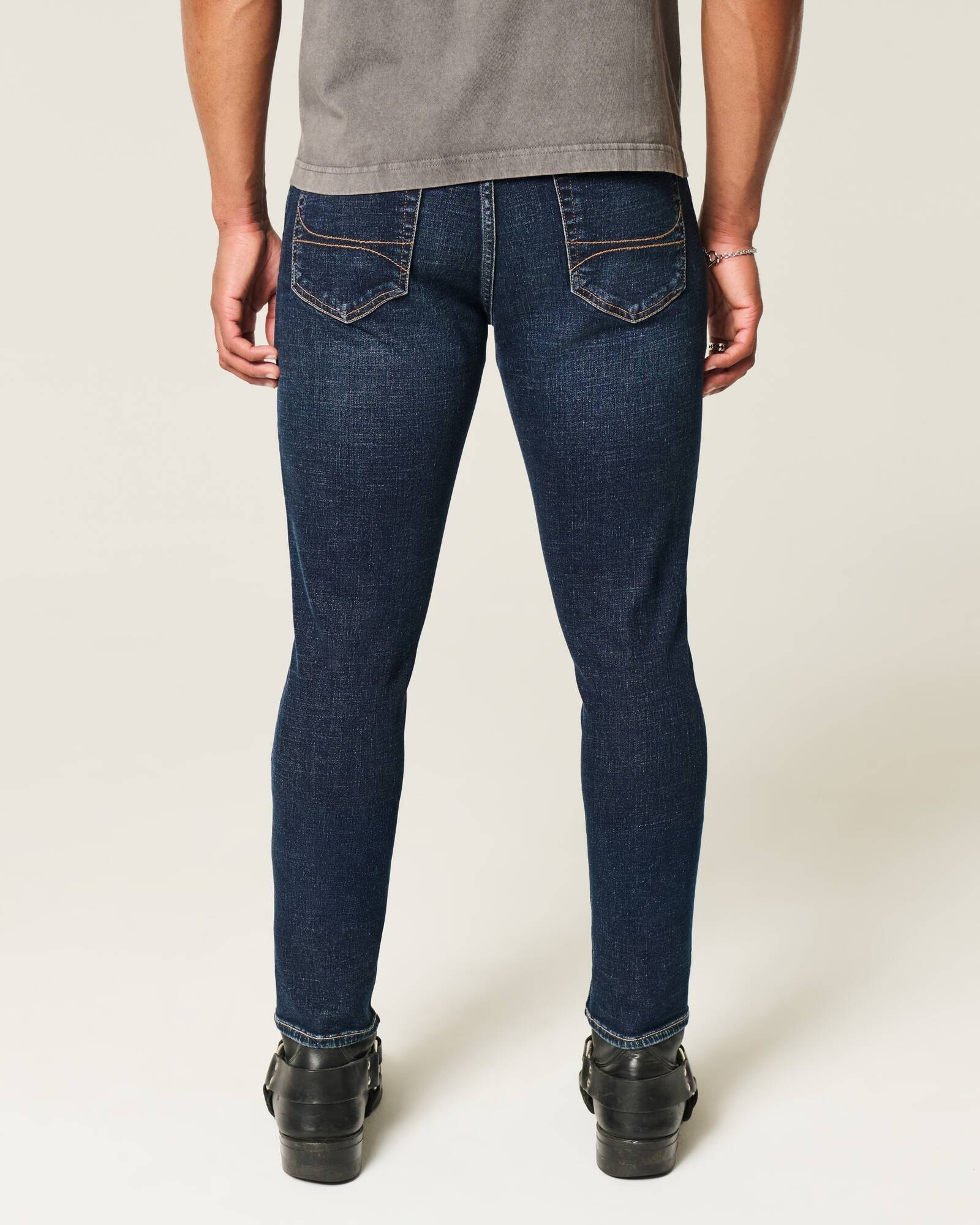 Washed Black Athletic Skinny Jeans
