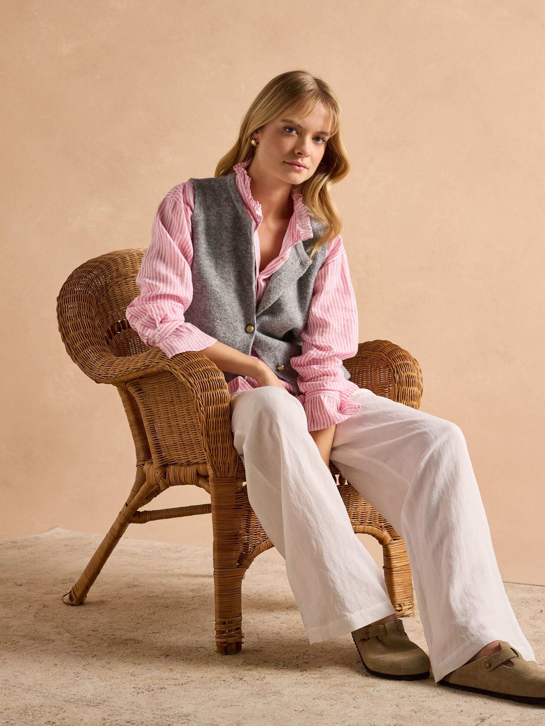 Holly Pink Button Through Knitted Vest