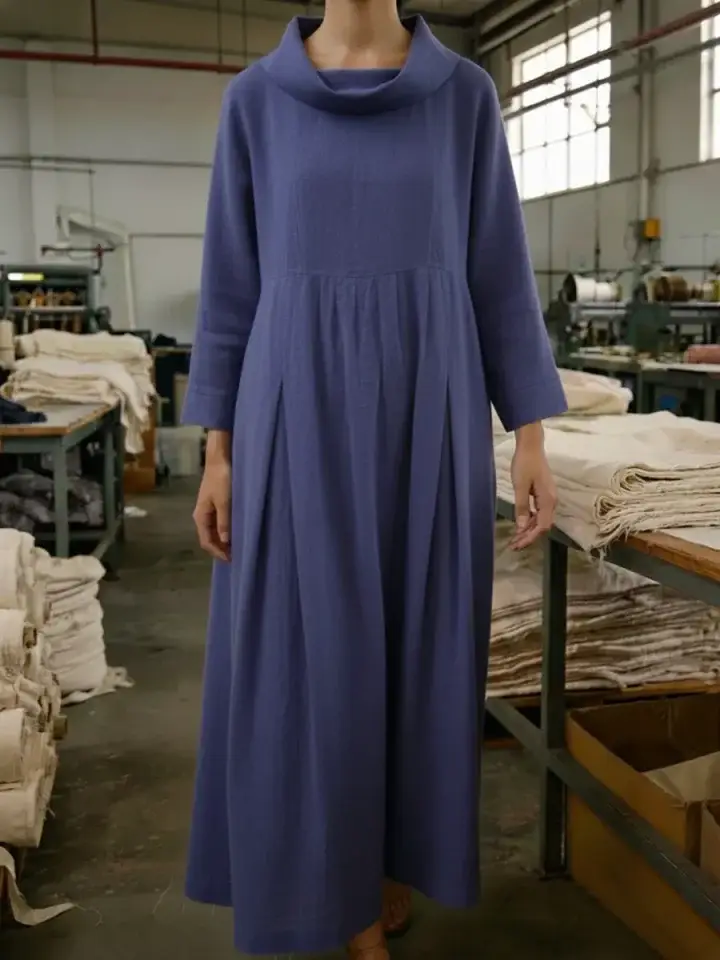 🔥Summer Arrivals🌟Vintage Cowl Neck Loose Linen Dress
