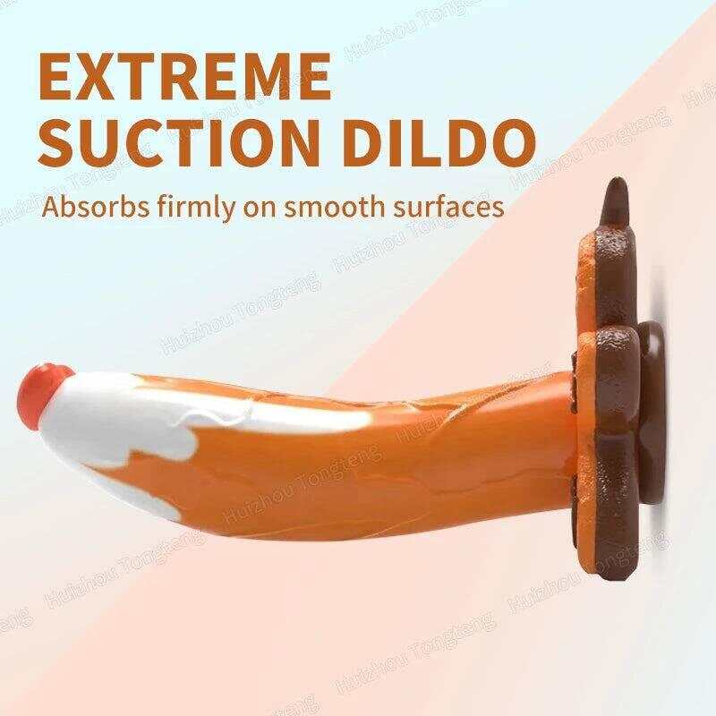 Fantasy Silicone Monster Dildo – Colorful Gingerbread Man & Dragon Design with Suction Cup