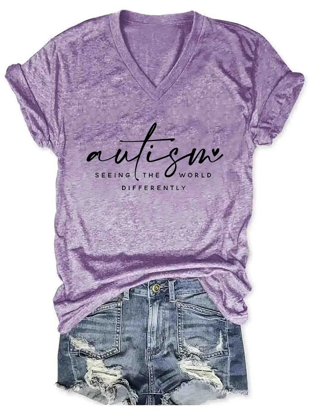 Autism Awareness Autism Seeing The World Differently Casual Print T-shirt