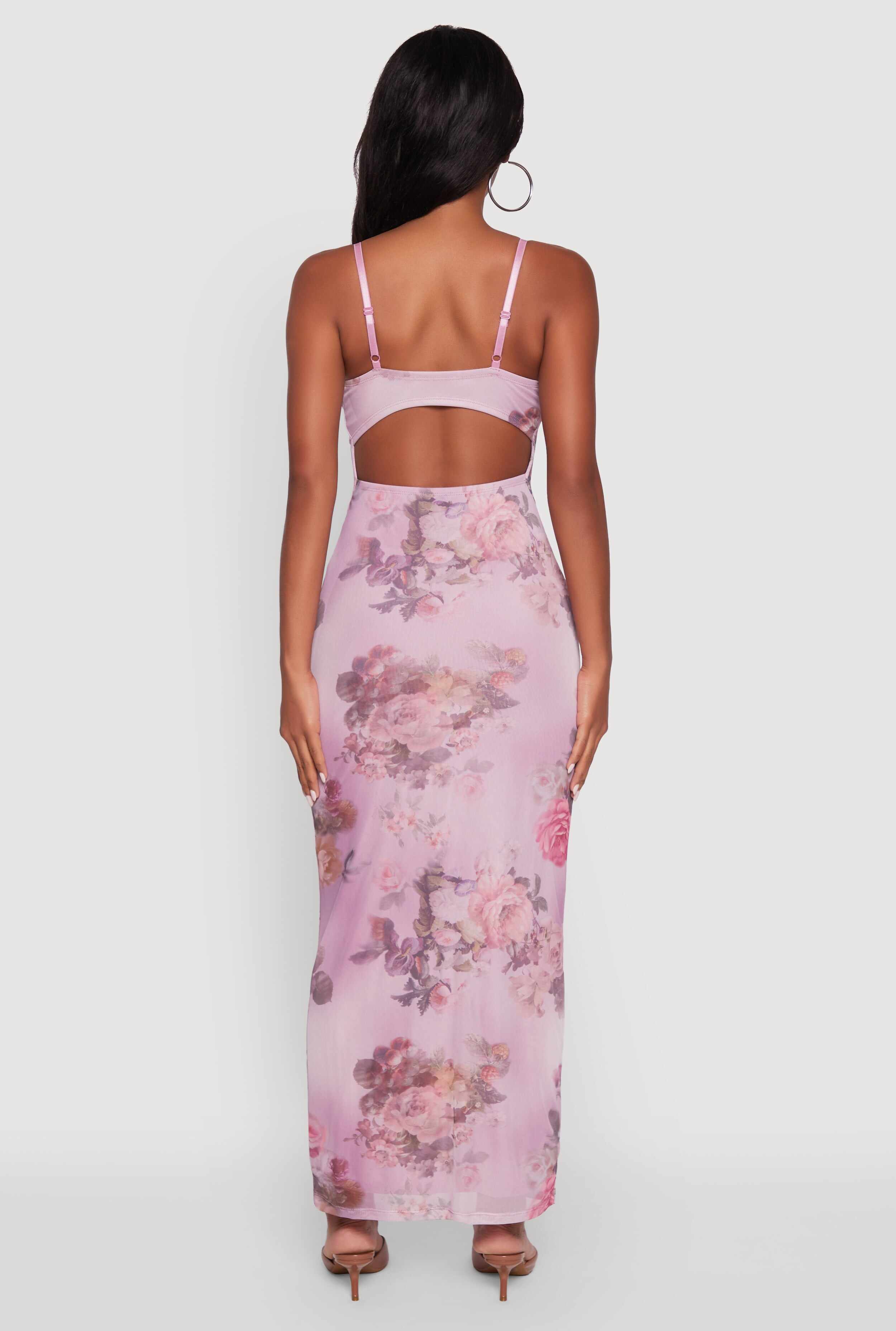 Floral Mesh Padded Cup Sweetheart Bustier Dress