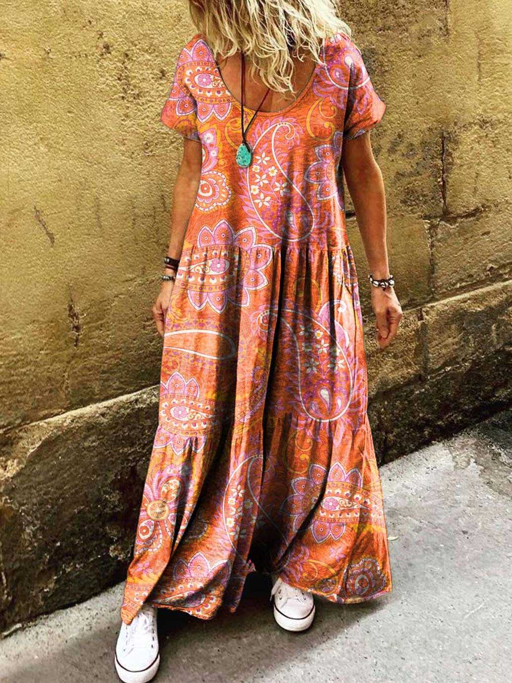 Women's Hippie Art Painting Print Dress