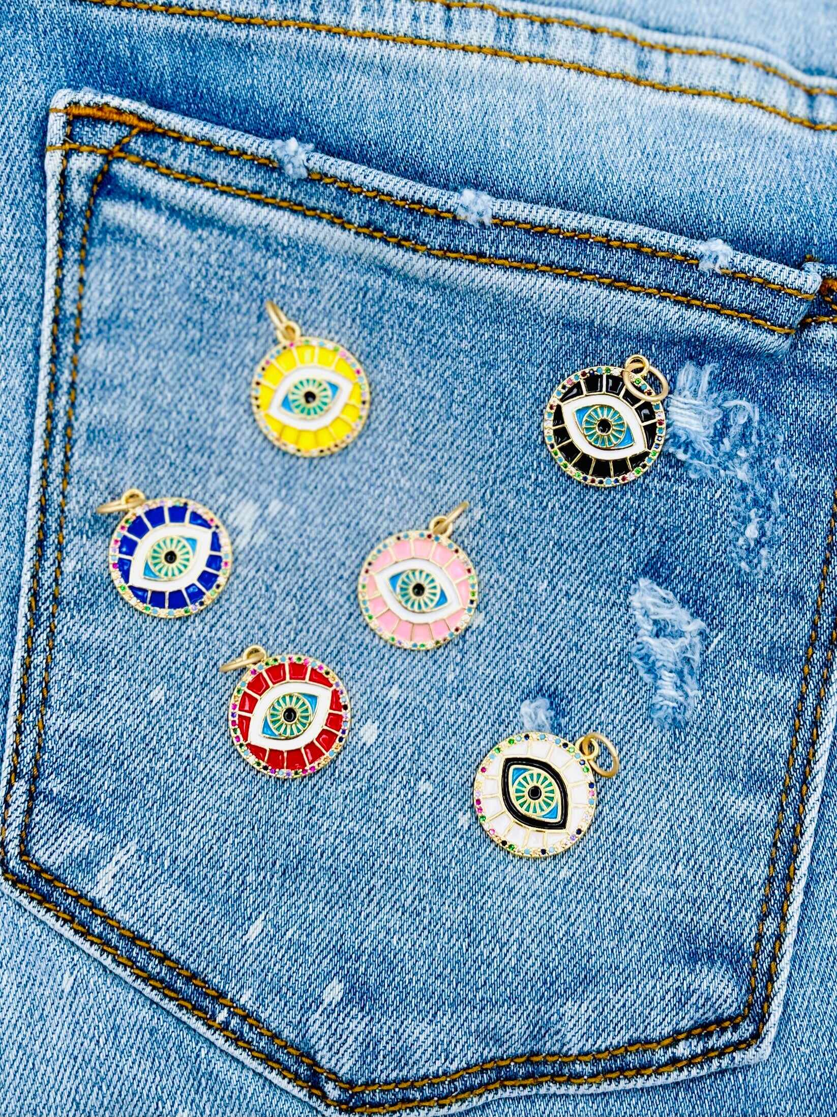 Karli Buxton Enamel Eye Coin Pendant- MULTIPLE COLORS!