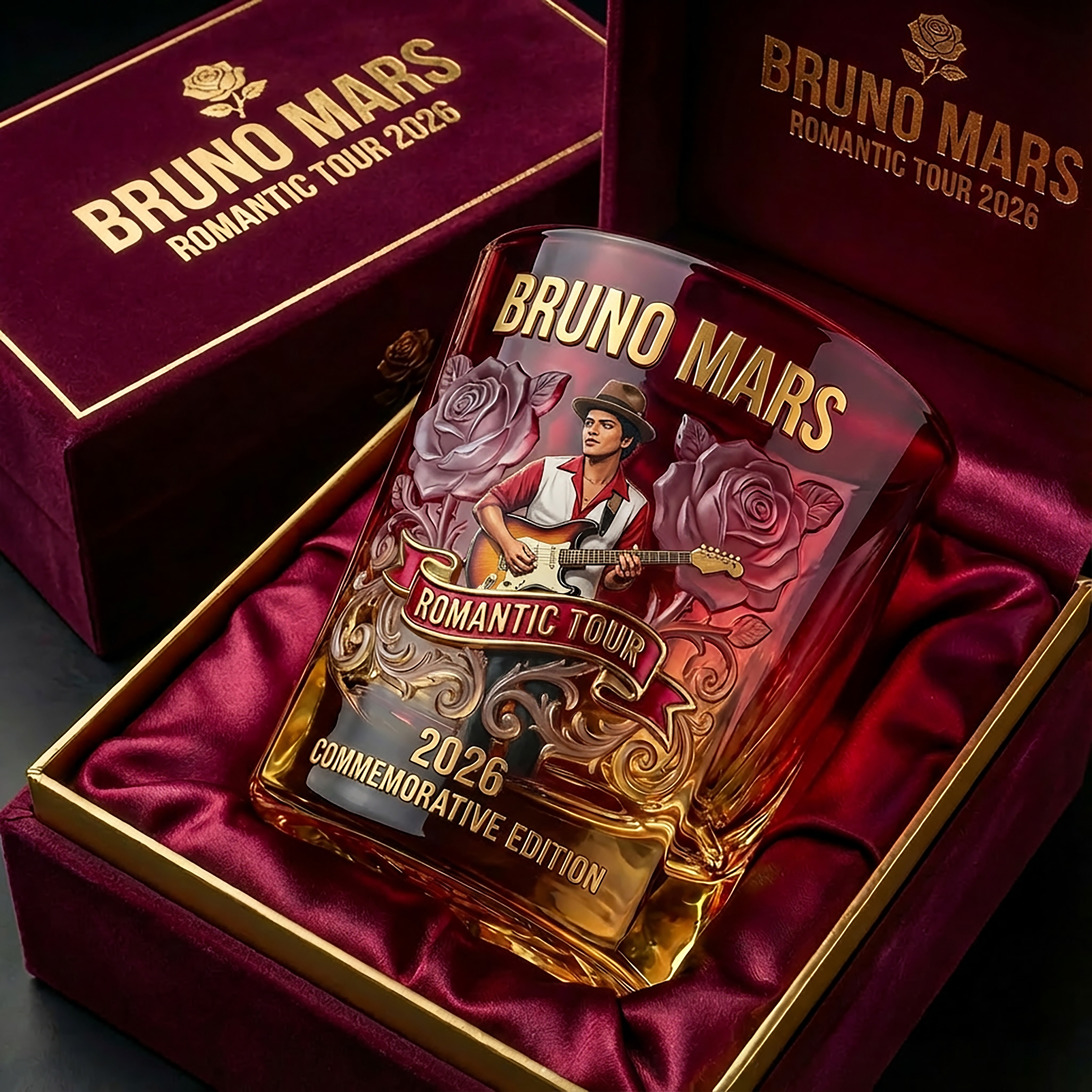 Bruno Mars – Romantic Tour 2026 Commemorative Whiskey Glass